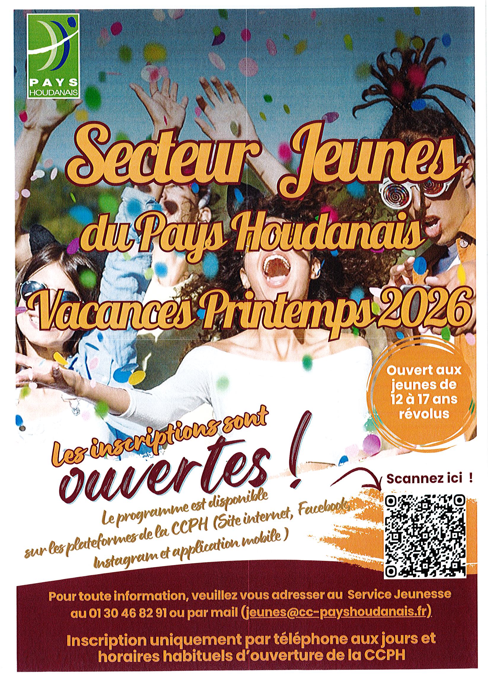 SECTEUR JEUNES – PROGRAMME DES VACANCES DE PRINTEMPS 2026